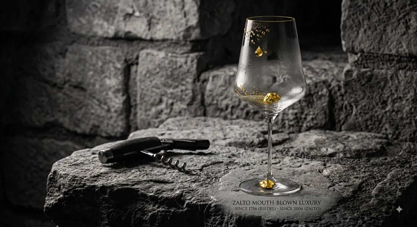 A wine glass and waiter’s corkscrew on stone as a symbol of professional foundations.